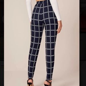 Blue and White Grid Pants